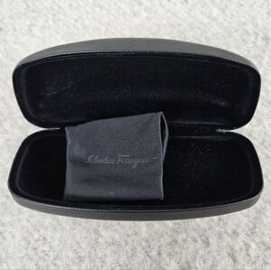 Salvatore Ferragamo Black Textured Hard Shell Glasses Case Only w Cloth